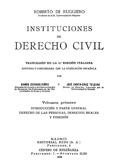 Instituciones de derecho civil, t. I